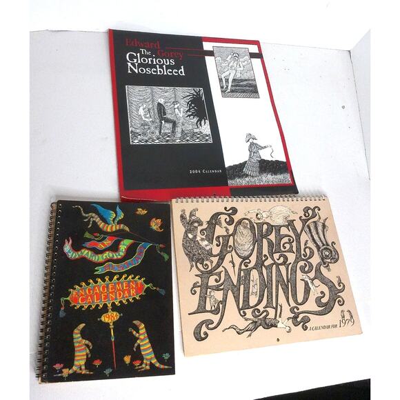 Vintage Edward Gorey Calendars 1979 And 1984 and 2004 SET OF 3 - Picture 1 of 7